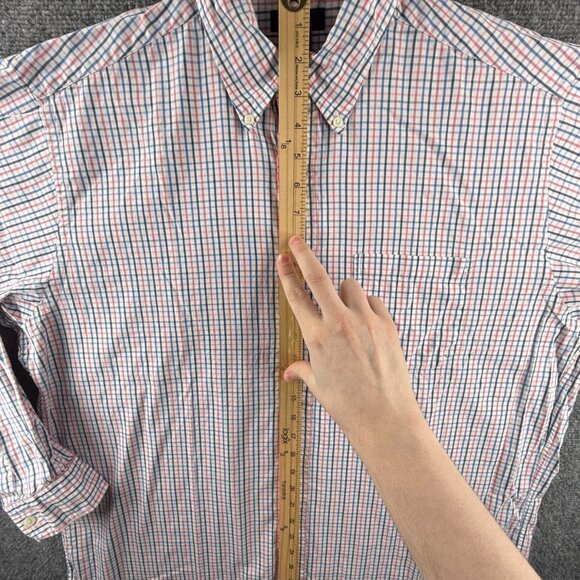 Brooks Brothers Pink Blue Check Long Sleeve Button Up Shirt Large Woven Cotton - Picture 3 of 14